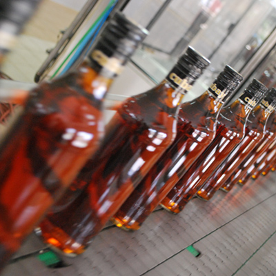 Bottles in distillery